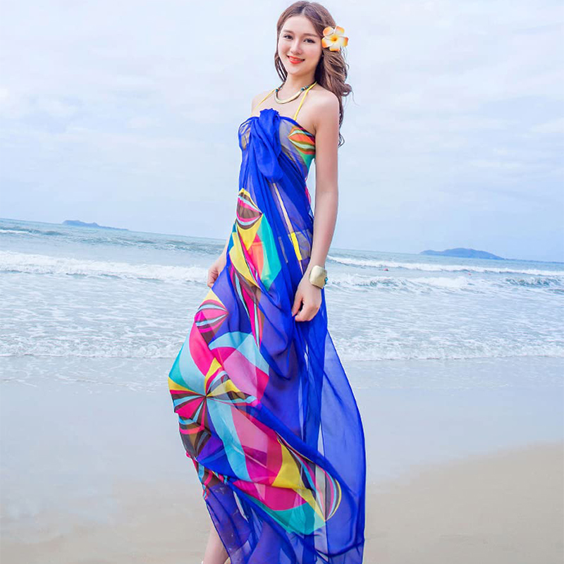 Printed Wrap Skirt - Pareo Sjaal Dames Strand Sarongs Strand