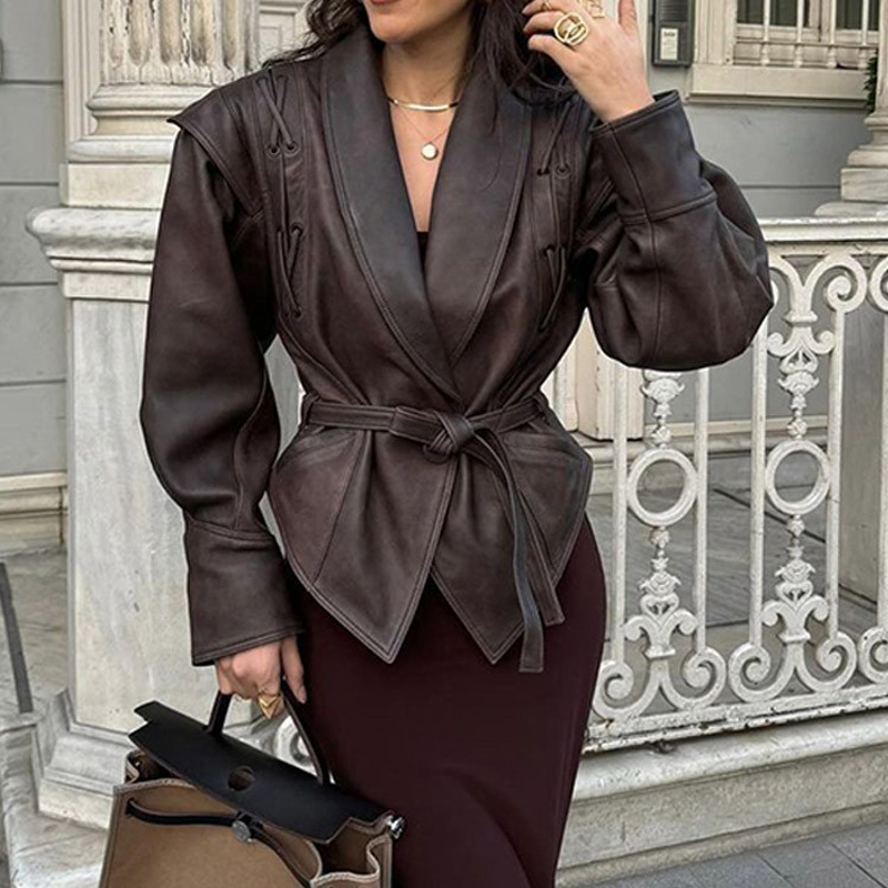 Women'S Fashion Quilted Jacket - Streetwear Dames Herfst Leren Jas Mode