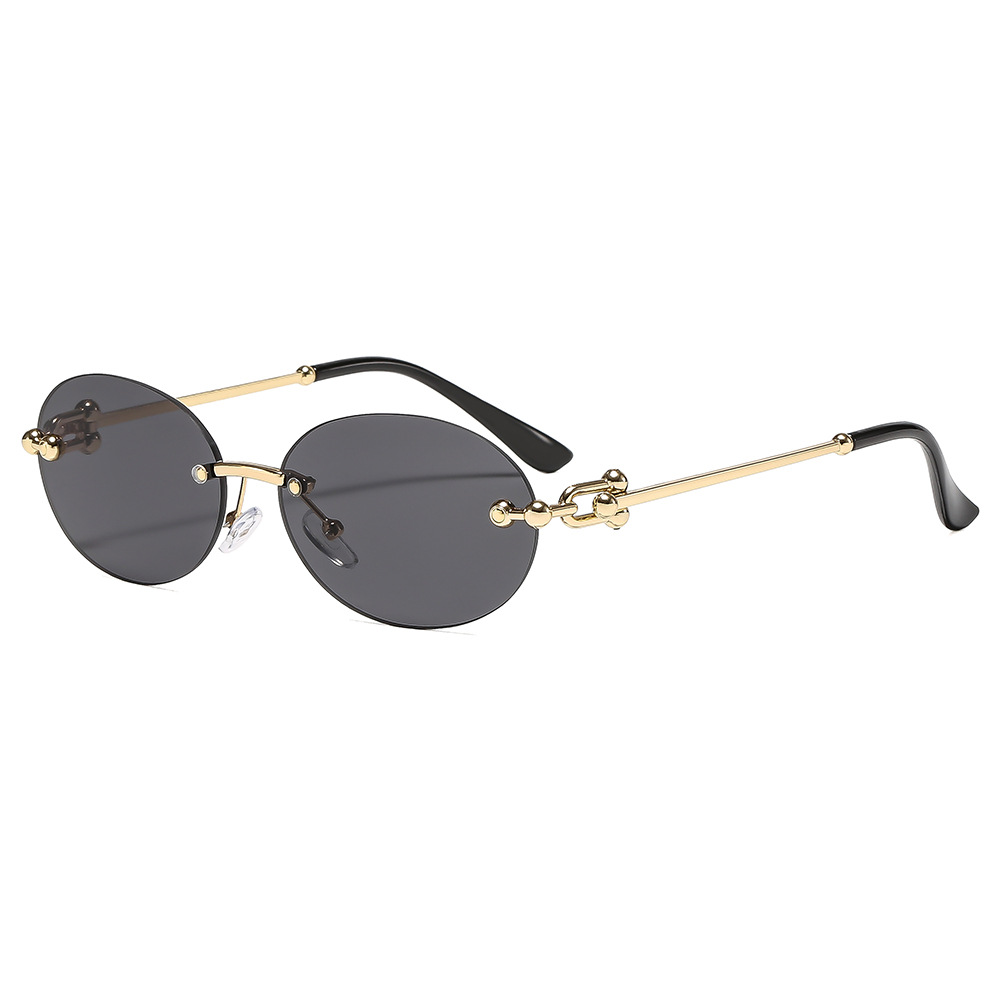 Women'S Fashion Eyewear - Nieuwe metalen frameloze ovale dameszonnebril Luxe
