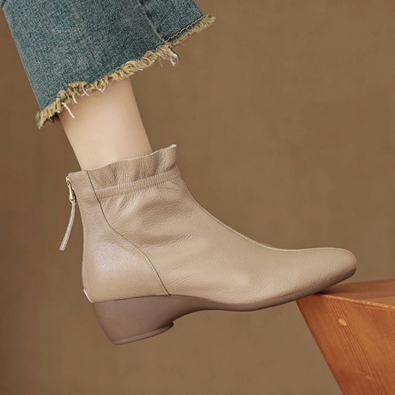 Women'S Fashion Rain Boots - Winter Dames Halfhoge leren laarzen Met