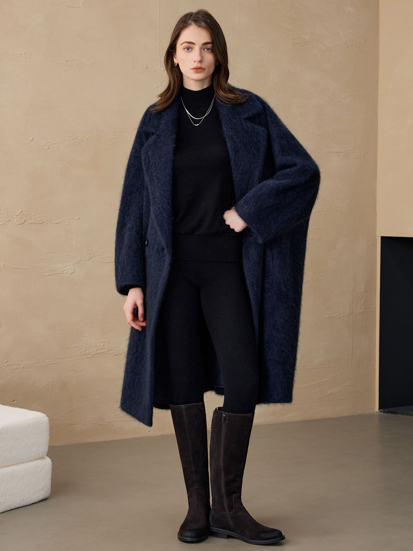 Women'S Fashion Long Coat - Allingentle damesblazer wollen mode lange jas