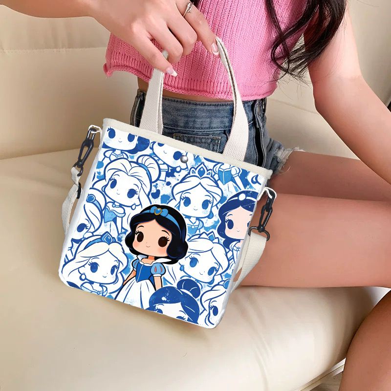 Canvas Tote Bag - Cartoon sneeuwwitte personages bedrukte draagtas, lichtgewicht