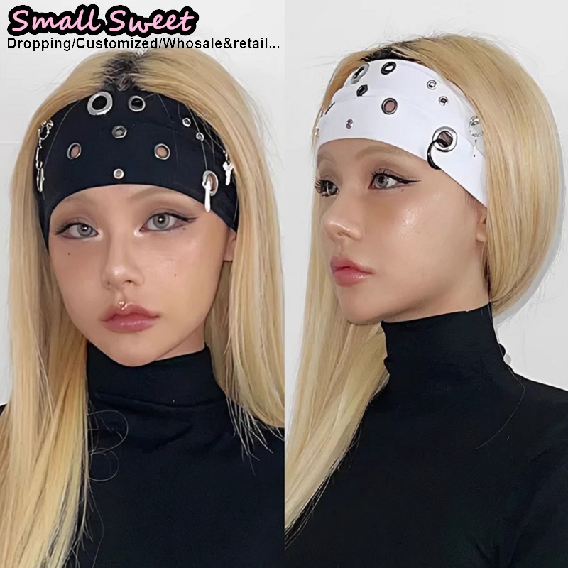 Women'S Fashion Edgy - Donkere gotische punk metalen ringhoofdband Y2K
