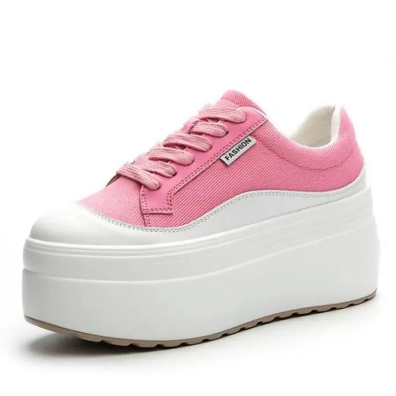 Women Fashion Show - 8 cm Nieuwe Canvas Echt Leer
