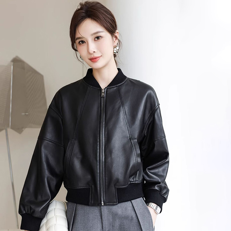 Women'S Fashion Bomber Jacket - Amerikaanse Retro Kunstleer Jas Vrouwen Lente