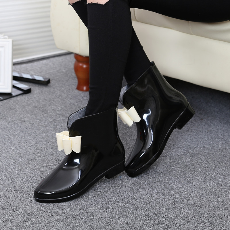 Women'S Fashion Rain Boots - Vrouwen Bloem Bowtie Enkellaars Winter Regen