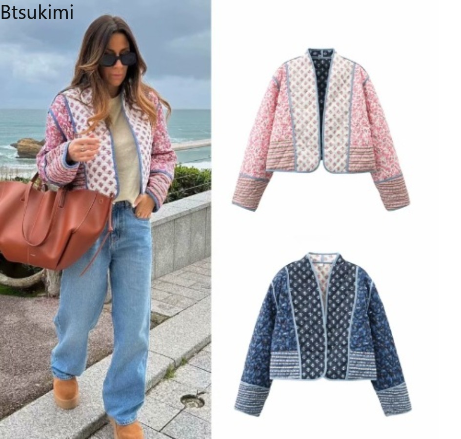 Women'S Fashion Quilted Jacket - Nieuwe 2026 Herfst Damesmode Omkeerbare Gewatteerde