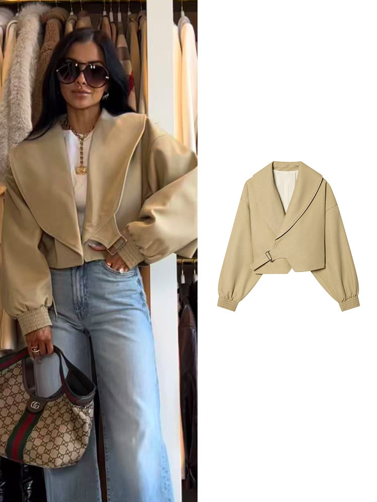 Women'S Fashion Bomber Jacket - TFMLN Elegant revers bomberjack voor dames