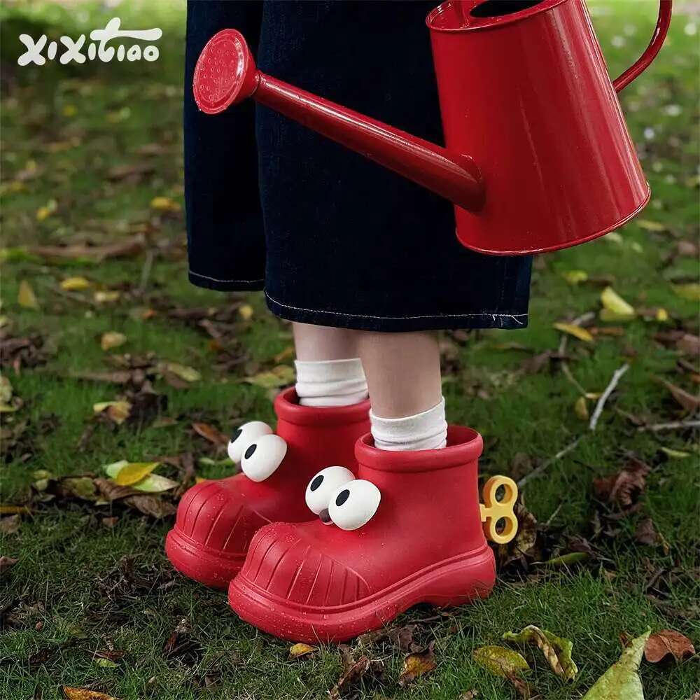 Women'S Fashion Rain Boots - Dames regenlaarzen ronde neus grote ogen