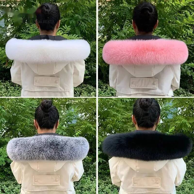 Women'S Fashion Long Coat - 100% Natuurlijke Bontkraag Winter Echt Vossenbont