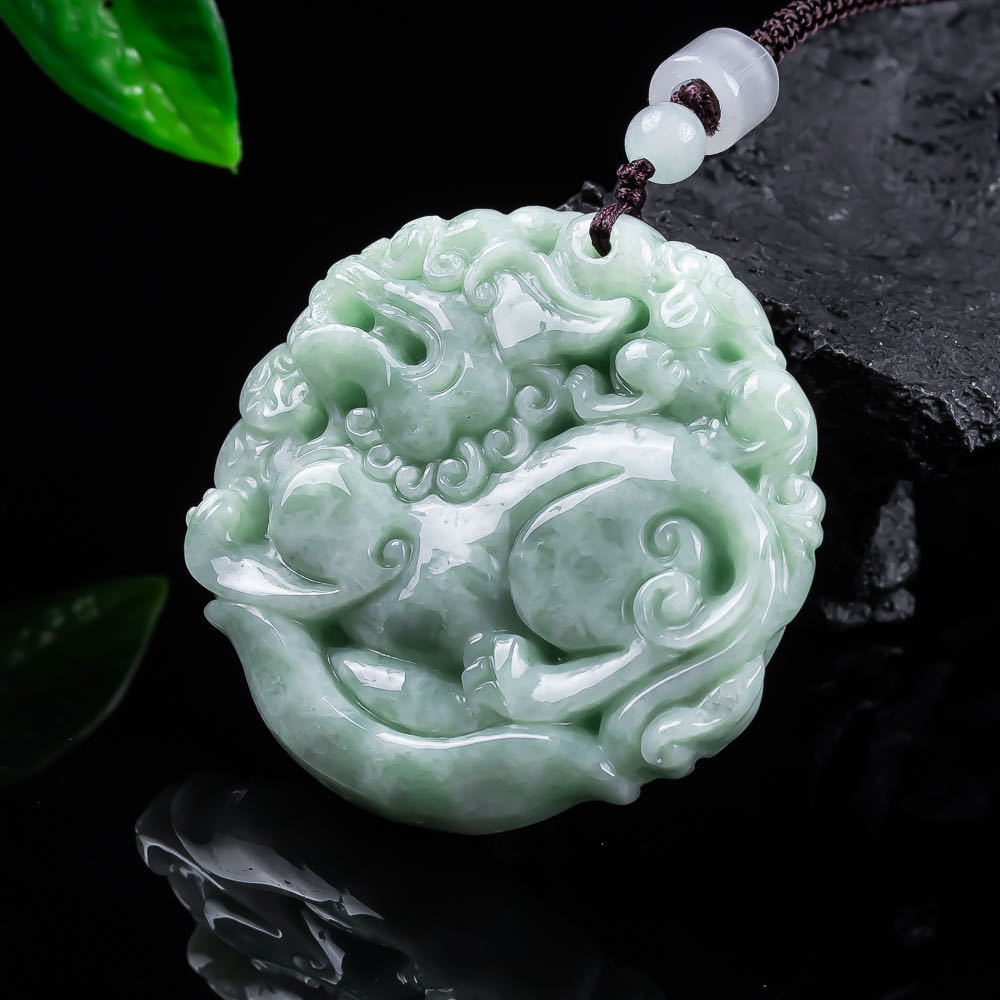 Women Fashion Necklace - Natuurlijke Myanmar Jadeïet Bixiu hanger ketting