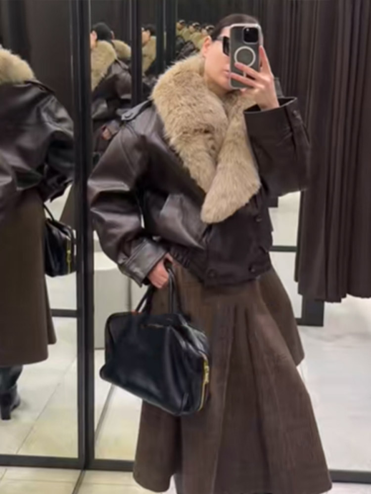 Leren dames bomberjack met kra - Women'S Fashion Bomber Jacket recensie en prijs
