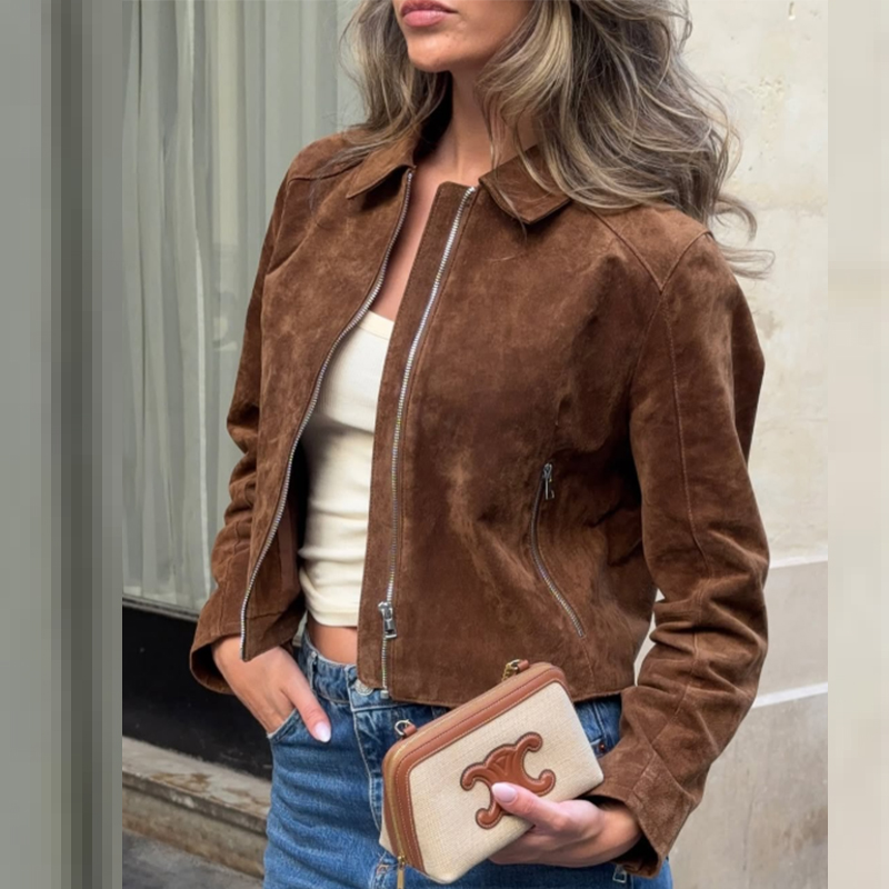 HXAO Cropped Jas Suède Jas Dam - Women'S Fashion Bomber Jacket recensie en prijs