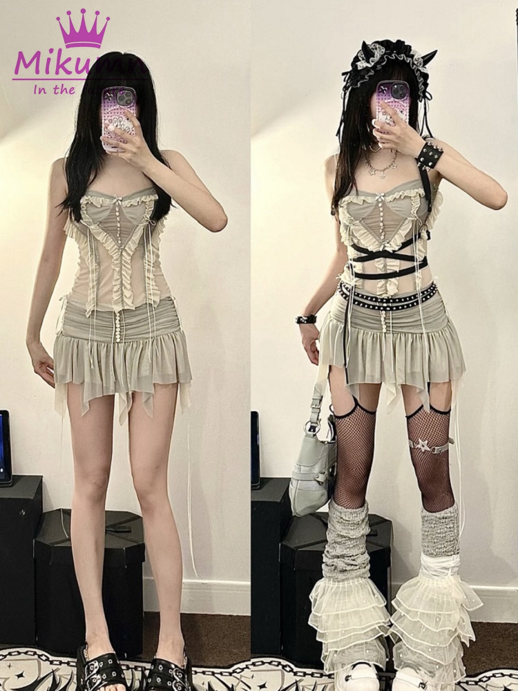 Y 2K Tweedelige Set Outfit Est - Asymmetric Top Women recensie en prijs