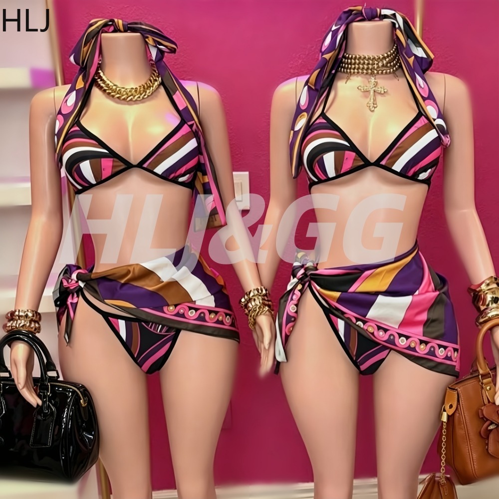 HLJ Vrouwen 4-delige bikini-se - Printed Wrap Skirt recensie en prijs