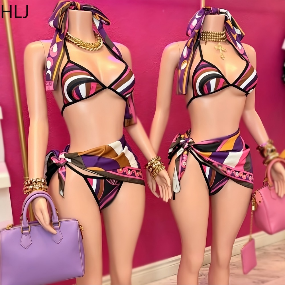 HLJ Vrouwen 4-delige bikini-se - Printed Wrap Skirt recensie en prijs