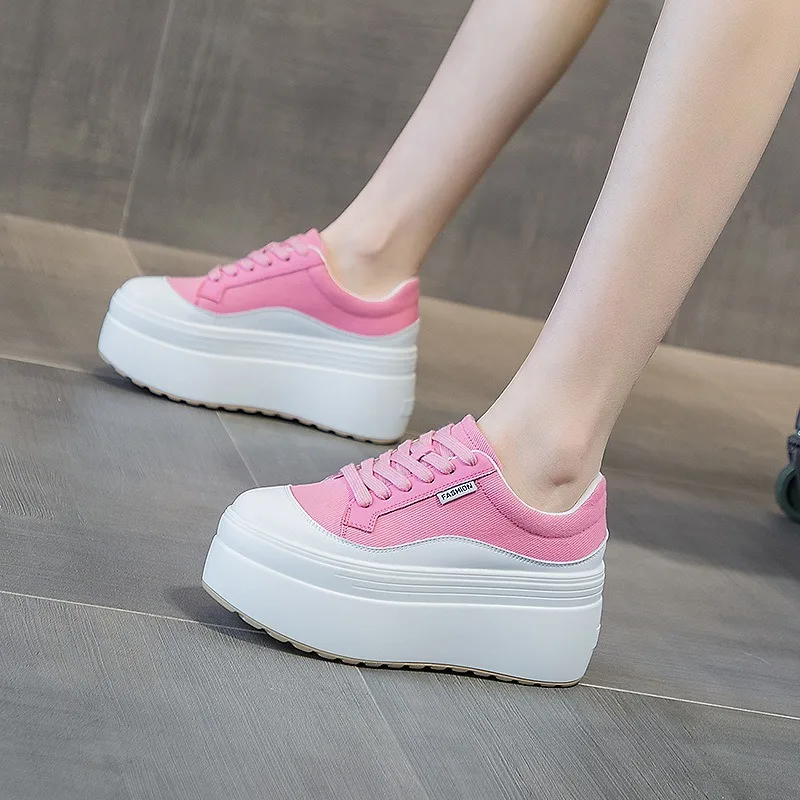 8 cm Nieuwe Canvas Echt Leer V - Women Fashion Show recensie en prijs