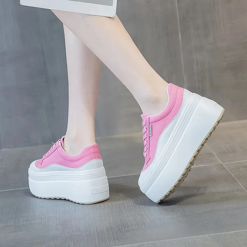 8 cm Nieuwe Canvas Echt Leer V - Women Fashion Show recensie en prijs