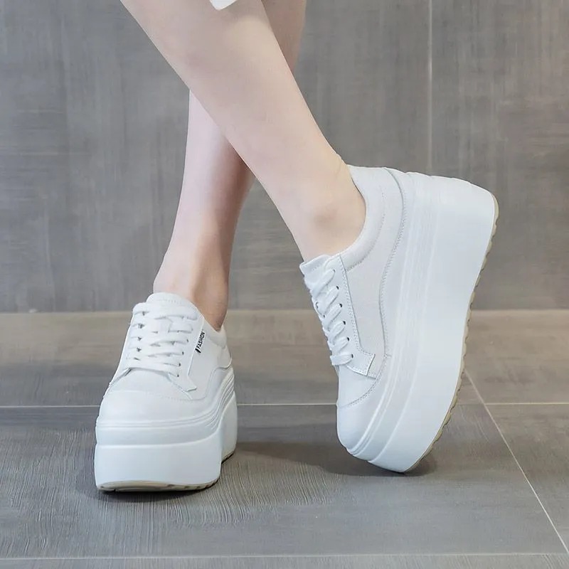 8 cm Nieuwe Canvas Echt Leer V - Women Fashion Show recensie en prijs