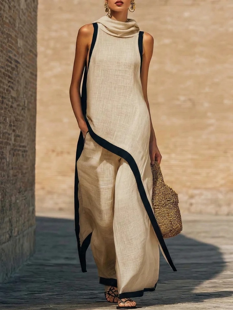 Dameslinnen set met contrastkl - Asymmetric Top Women recensie en prijs