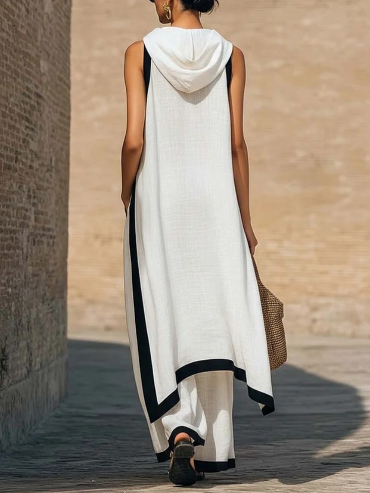 Dameslinnen set met contrastkl - Asymmetric Top Women recensie en prijs