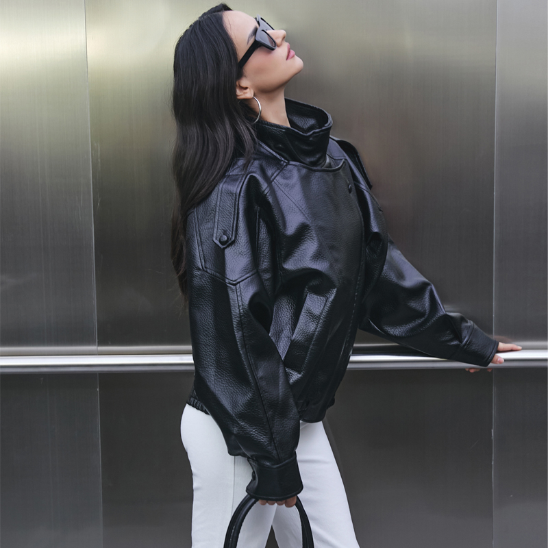 MUJER Kunstleer damesjas Zwart - Women'S Fashion Bomber Jacket recensie en prijs